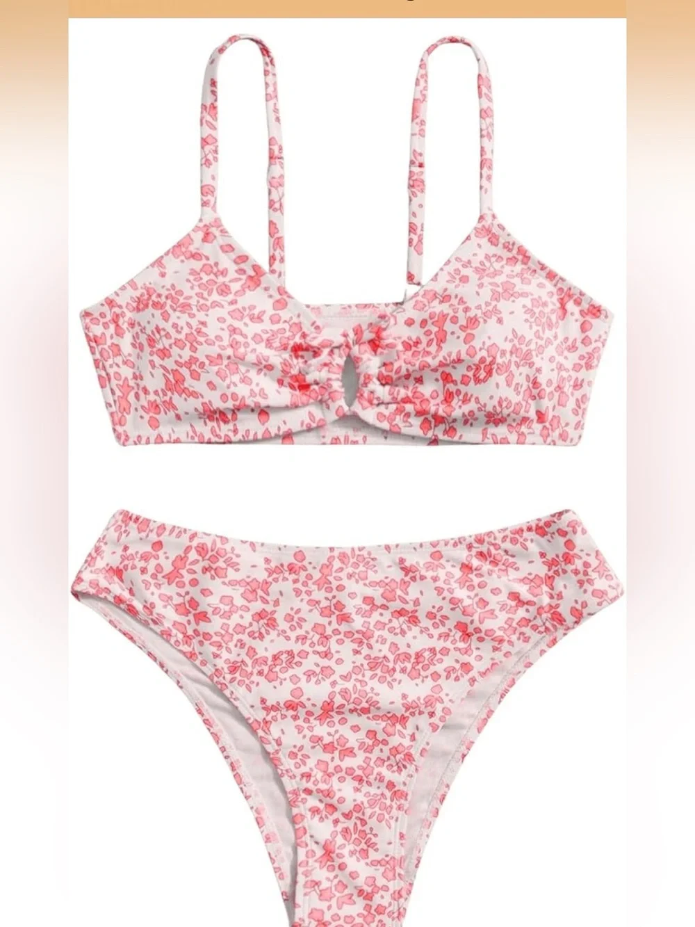 Girls' 2 Piece Ditsy Floral Print Knot Front Ruched Triangle 1351/bb6-1